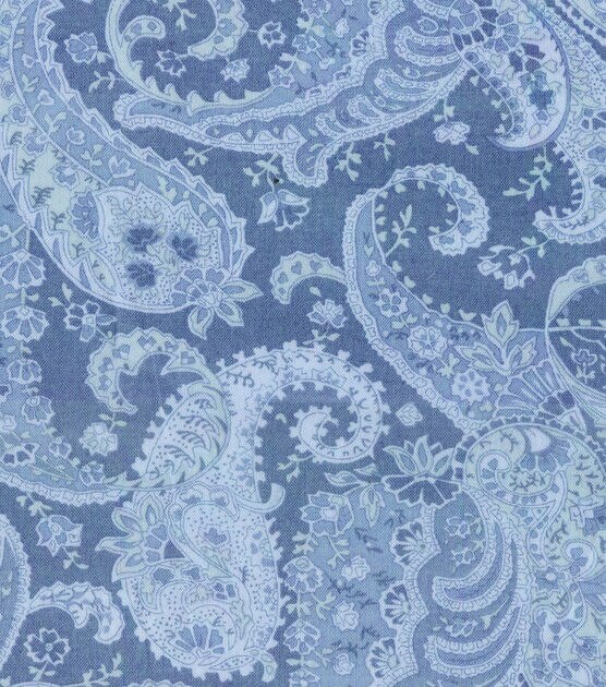 Wide Quilt Cotton Fabric 108'' Blue Paisley