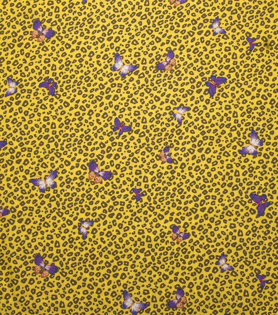Butterflies on Yellow Cheetah Quilt Cotton Fabric by Keepsake Calico, , hi-res, image 2