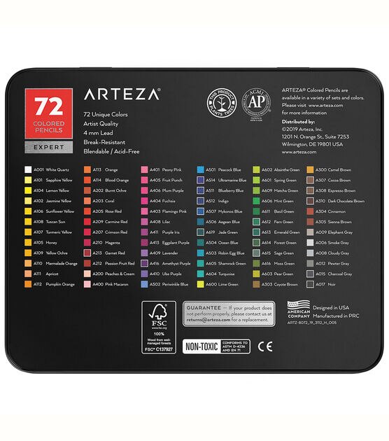 Arteza ARTEZA Colored Pencils, Professional Set of 48 Colors, Soft