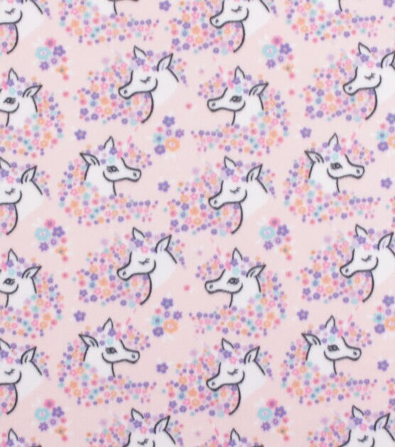 Blizzard Fleece Fabric Floral Unicorn Pink | JOANN