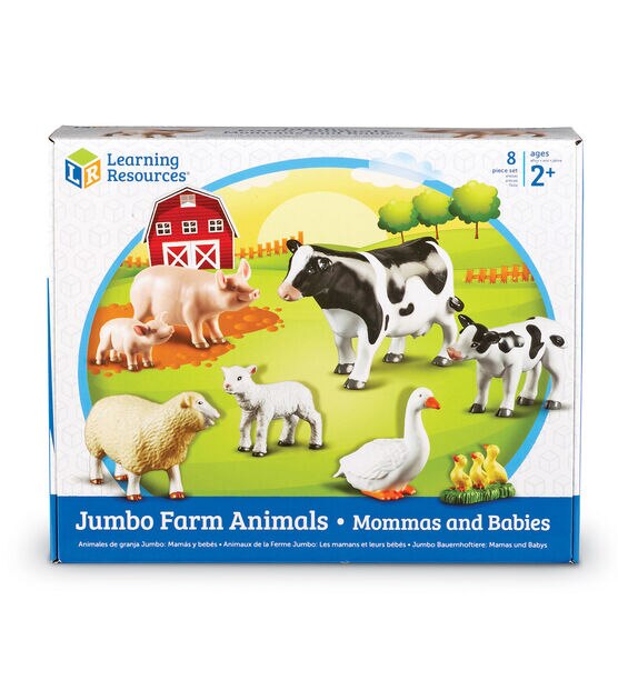 Learning Resources 8ct Jumbo Mommas & Babies Farm Animals Set, , hi-res, image 2
