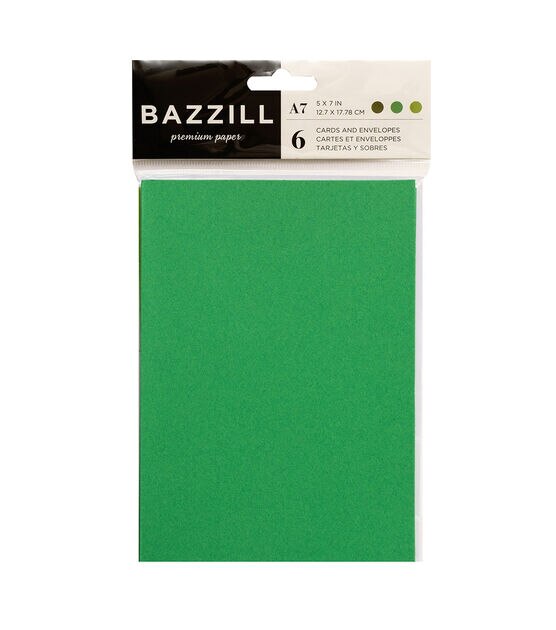 Bazzill Card Pack A7 Greens 6pc