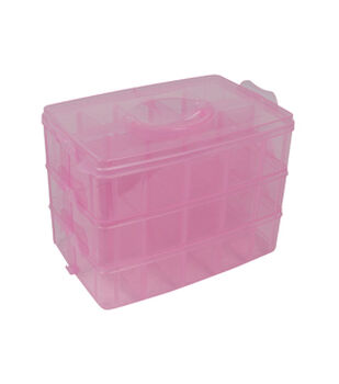 Clear Plastic Sewing Box 10in x 6in Removable Tray - 3073640984259