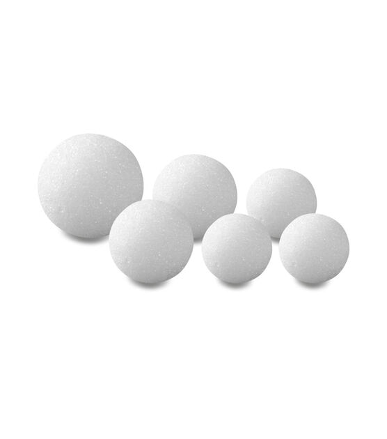 Floracraft Styrofoam Ball Pkg 2.5-4 Astd 6pc Wht