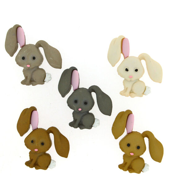 Dress It Up 5ct Plastic Animal Hop Hop Bunny Rabbits Novelty Buttons