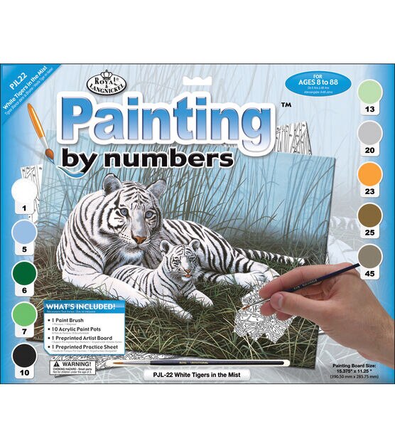 15-1/4''x11-1/4'' Junior Paint By Number Kit White Tigers In The Mist