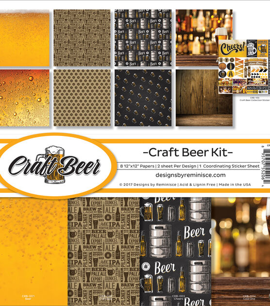 Reminisce Collection Kit 12"X12" Craft Beer, 8 Papers & Stickers, , hi-res, image 2