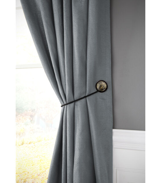 Kenney Faux Marble Magnetic Curtain Holdback Pair Brown, , hi-res, image 2