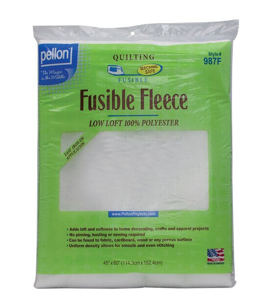 Pellon 60" x 45" White Low Loft Polyester Fusible Fleece