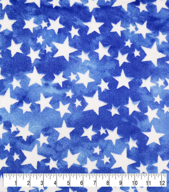 Sew Lush Stars on Blue Tie Dye Fleece Fabric, , hi-res, image 3