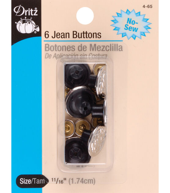 Singer No Sew Jean Buttons Kit with Tool 8 Sets