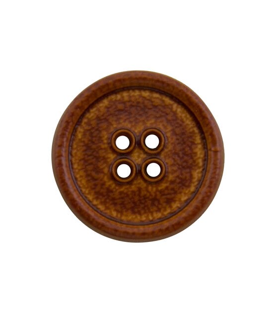 La Mode 7/8" Brown Faux Leather 4 Hole Buttons 3pk, , hi-res, image 2