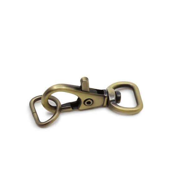 Dritz 1/2" Small Swivel Hook & D-Ring, Antique Brass, , hi-res, image 3