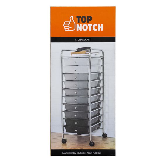 15 x 38 Gray & Black 10 Drawer Rolling Storage Cart by Top Notch
