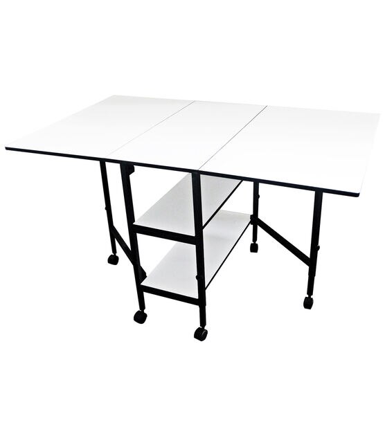 Sullivans Sew & Go Adjustable Height Foldable Sewing Table, White
