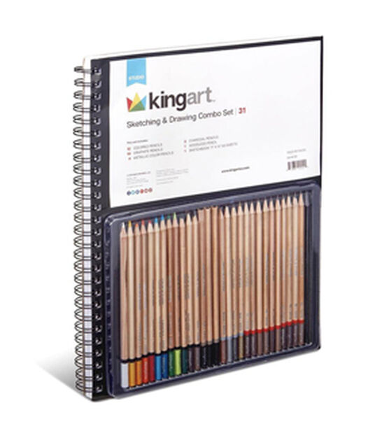 KINGART Sketch Combo Pack with 11x14" Sketchbook & 30 Piece Pencil Set