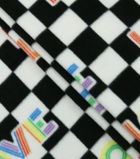 Pride Love on Checkered Anti Pill Fleece Fabric, , hi-res, image 2