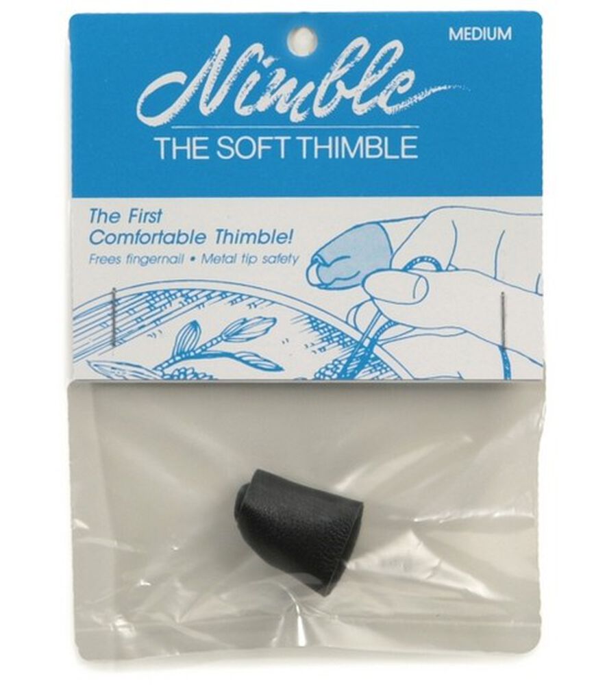 Nimble Thimble Leather Nimble Thimbles With Metal Tip Medium, Brown, swatch