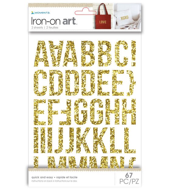 Momenta 67ct Gold Glitter Chunky Alphabet Iron On Letters