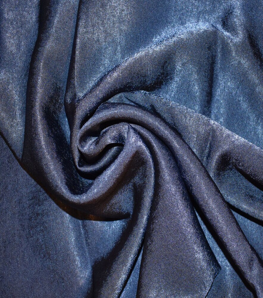 Silky Sanded Satin Fabric, Navy, swatch