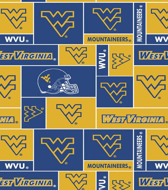 West Virginia University Mountaineers Fleece Fabric Block