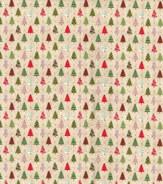 Fabric Traditions Trees on Cream Christmas Cotton Fabric, , hi-res, image 1