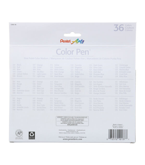 Pentel Arts Color Pencils - Assorted Colors, 36-Pack