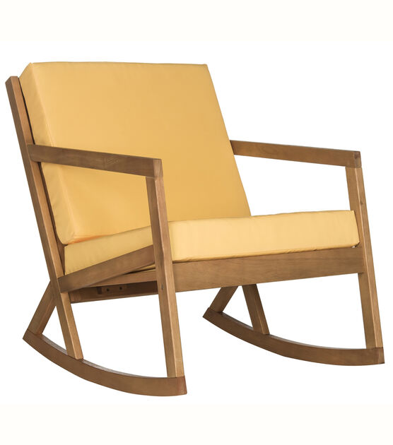 Safavieh 26" x 38" Natural & Yellow Vernon Outdoor Rocking Chair, , hi-res, image 5