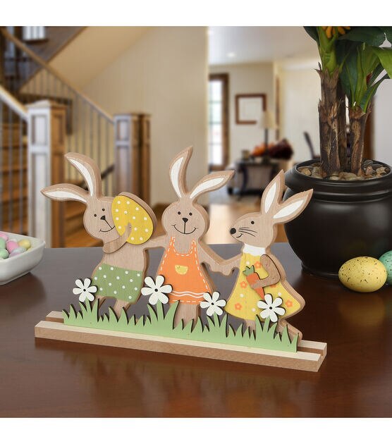 National Tree 9" Easter Bunny Wood Décor Piece, , hi-res, image 4