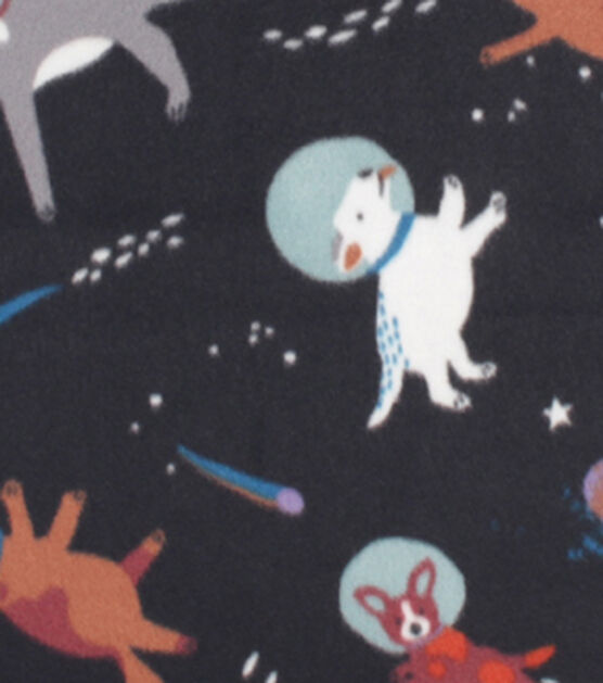 Astronaut Dogs Blizzard Fleece Fabric