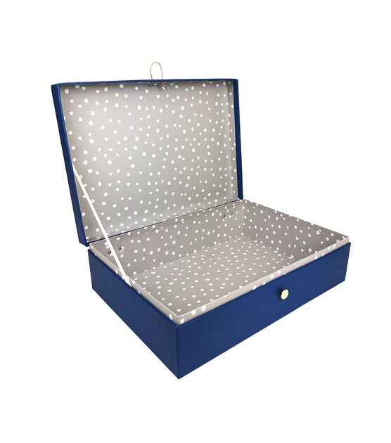 14" Blue Rectangle Box With Button Closure, , hi-res, image 2