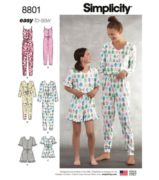 Simplicity S8801 Girl's & Misses Knit Jumpsuit & Romper Sewing Pattern