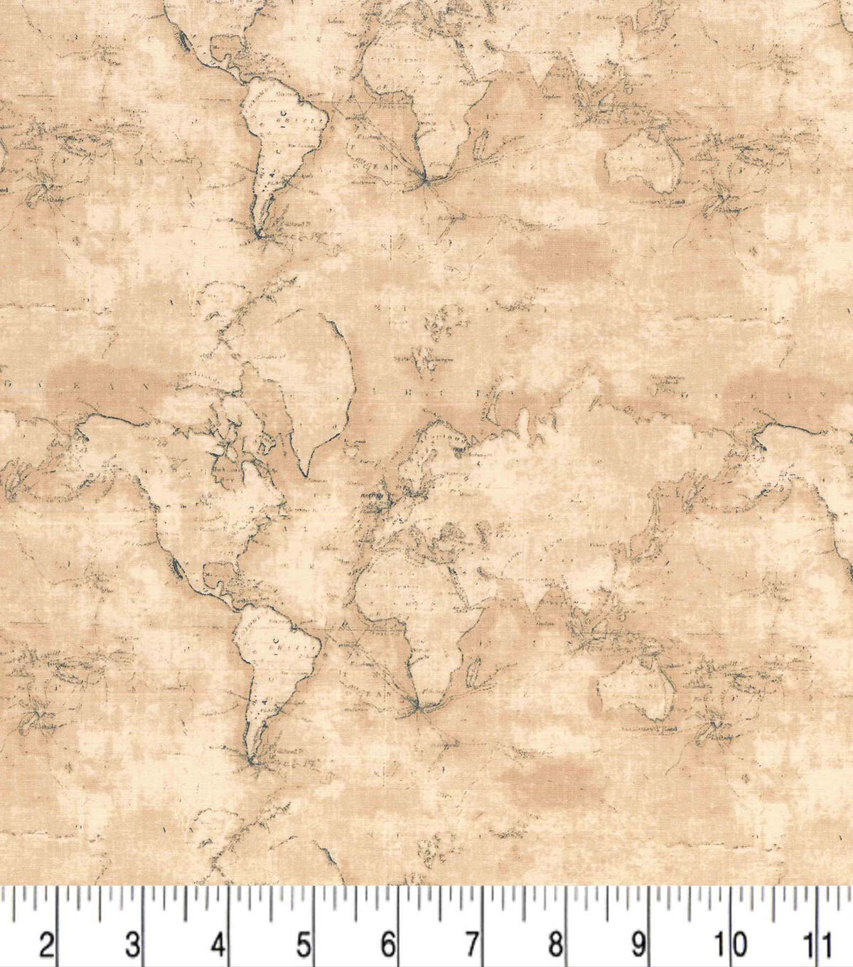 Seven Seas by Windham Antique World Globe Map Cotton Quilt Fabric