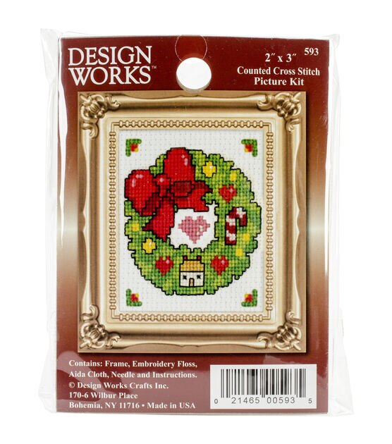 Design Works 2" x 3" Wreath Counted Cross Stitch Ornament Kit