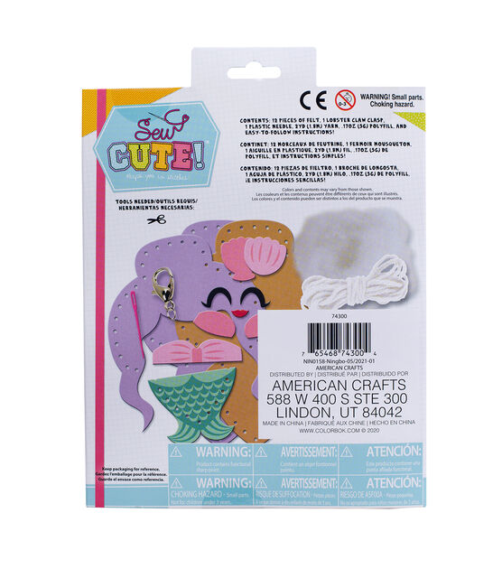 American Crafts 16pc Sew Cute Mini Mermaid Backpack Clip Kit, , hi-res, image 2