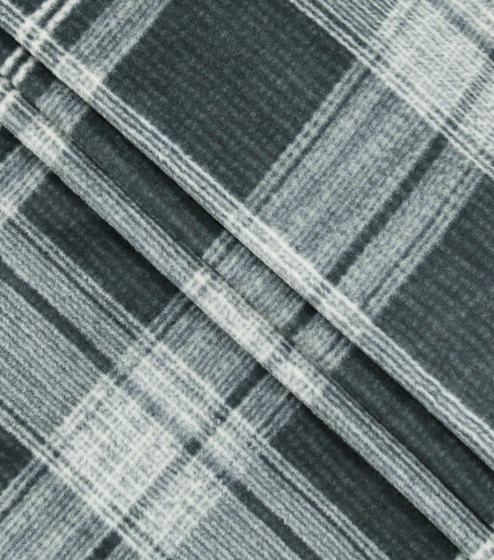 Black Plaid Luxe Fleece Fabric, , hi-res, image 2