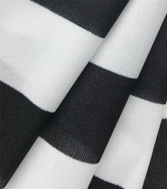 SHINY WHITE AND BLACK STRIPED STRETCH BLACK SHIRT FABRIC- SOLD BY THE METRE