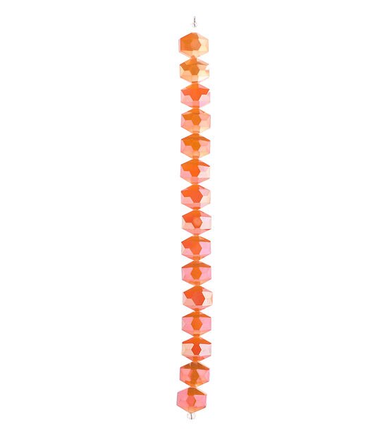 7" Orange Faceted Hexagon Glass Bead Strand by hildie & jo, , hi-res, image 3