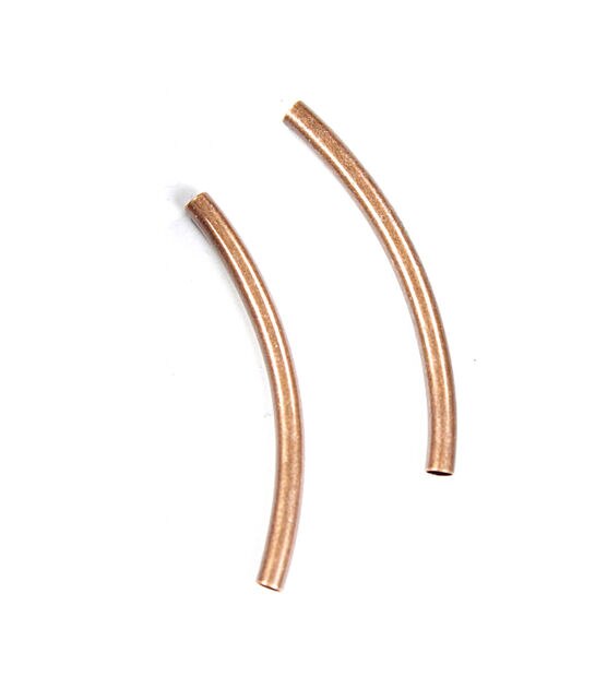 3mm x 40mm Oxidized Copper Curved Metal Bead Tubes 24pk by hildie & jo