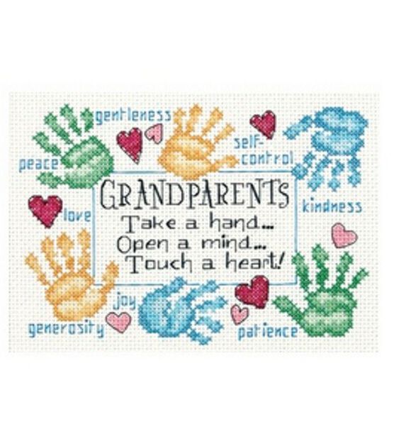 Dimensions 7" x 5" Grandparents Touch a Heart Counted Cross Stitch Kit