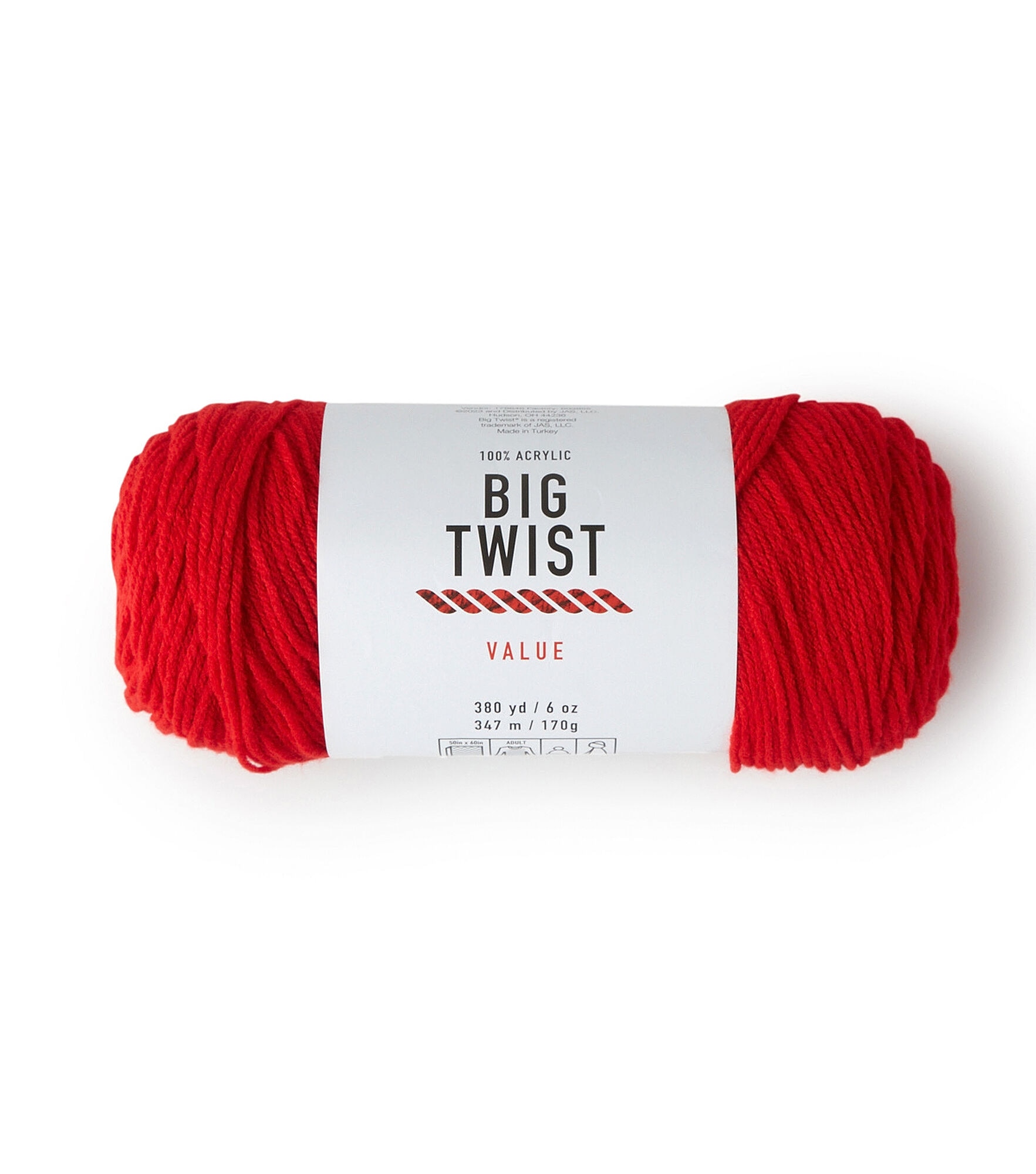 Solid Worsted Acrylic 380yd Value Yarn by Big Twist, Varsity Red, hi-res