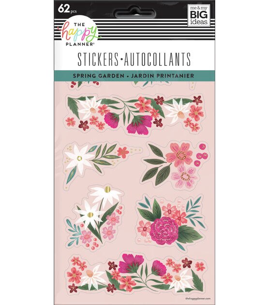 62pc Spring Garden 5 Sheet Happy Planner Sticker Pack