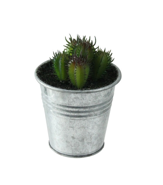 Northlight 3.5" Tropical Mini Artificial Cactus in Tin Pot, , hi-res, image 3