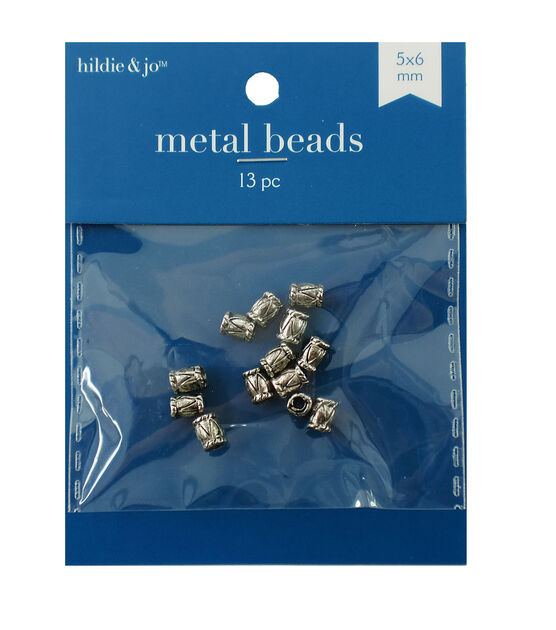 6mm Antique Silver Cast Metal Barrel Spacer Beads 13pc by hildie & jo