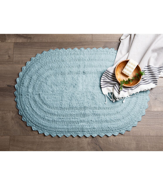 DII Gray Small Oval Crochet Bath Mat