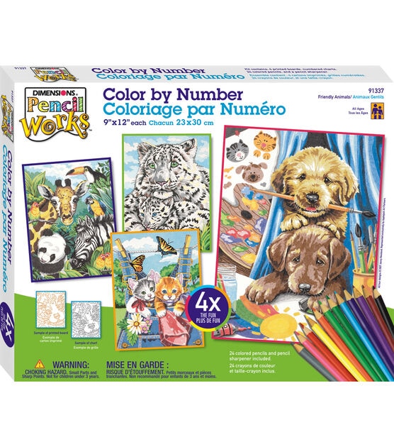Dimensions Pencil Works Color By Number Kit Friendly Animals