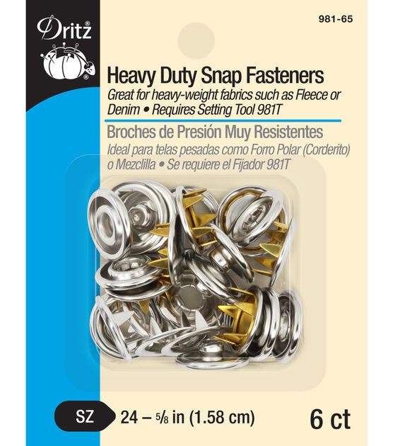 Dritz 5/8" Heavy Duty Snap Fasteners, 6 pc, Nickel