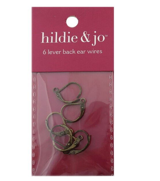 16mm Oxidized Brass Metal Lever Back Plain Ear Wires 6pk by hildie & jo