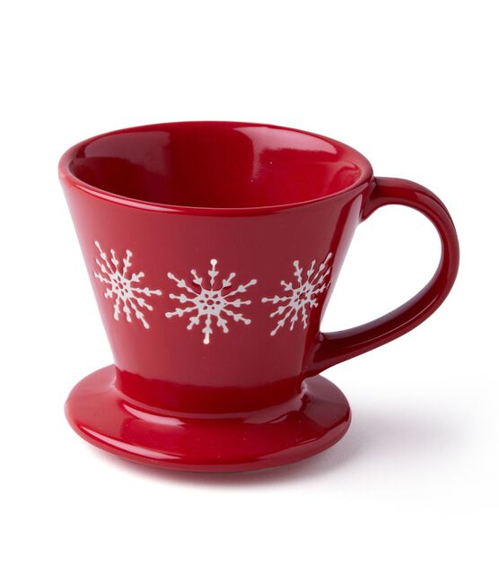 13oz Christmas Red Ceramic Pour Over Coffee Dripper by Place & Time