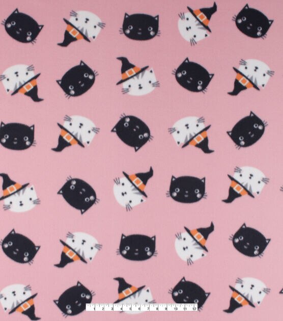 Blizzard Fleece Halloween Cats On Pink Fabric, , hi-res, image 4